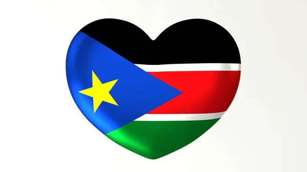 Pulsante Forma Cuore Pin Illustrazione Rendere Bandiera Amo Sud Sudan — Foto Stock