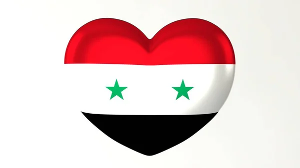 Pulsante Forma Cuore Pin Illustrazione Rendere Bandiera Love Syria — Foto Stock