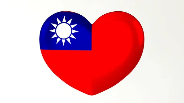 Szív Alakú Gomb Pin Illusztráció Render Zászló Szeretem Tajvan — Stock Fotó