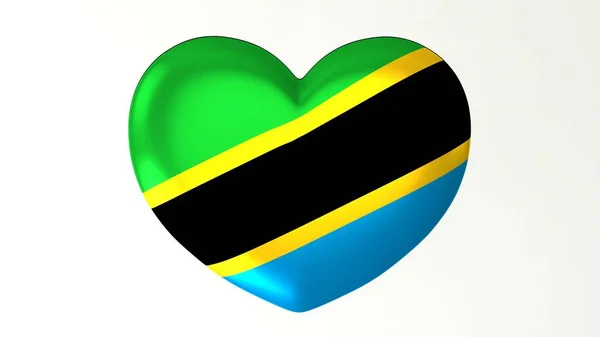 Pulsante Forma Cuore Pin Illustrazione Rendering Flag Love Tanzania — Foto Stock