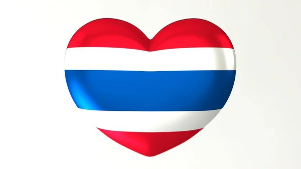 Botón Forma Corazón Pin Ilustración Bandera Renderizado Encanta Tailandia — Foto de Stock