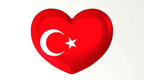 Botón Forma Corazón Pin Ilustración Bandera Renderizado Encanta Turquía —  Fotos de Stock