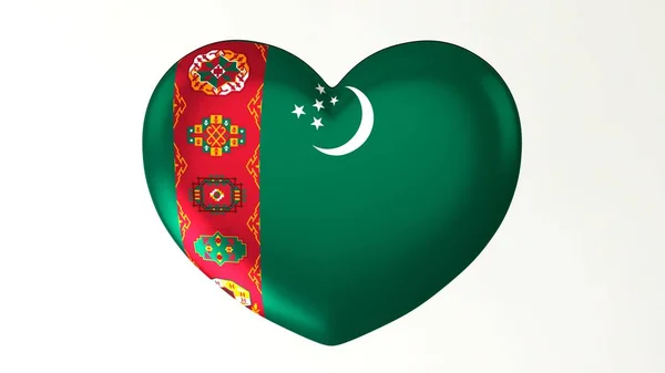Pulsante Forma Cuore Pin Illustrazione Rendere Bandiera Love Turkmenistan — Foto Stock