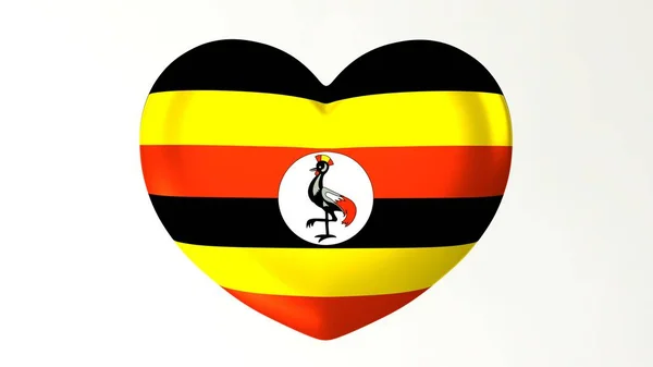 Pulsante Forma Cuore Pin Illustrazione Rendere Bandiera Love Uganda — Foto Stock