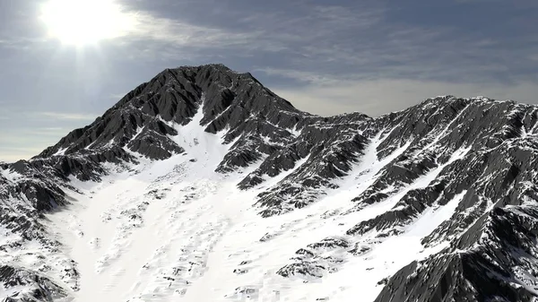 Landschaft Einer Kalten Umgebung Mit Einem Schneebedeckten Berg Winterzeit Menschenleeres — Stockfoto