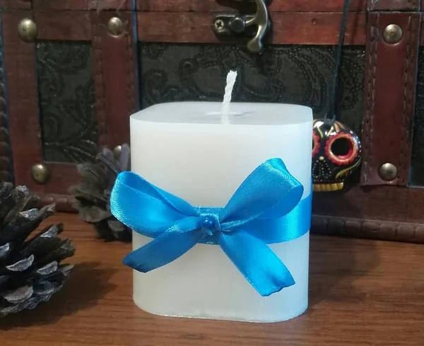 White Candle Bow — Stock Photo, Image