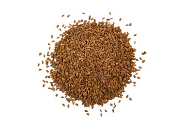 Phacelia kapak ürün tohum yığın. Yukarıdan aşağıya makro izole.