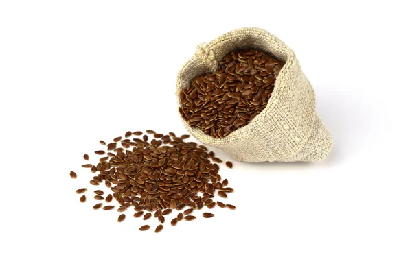 Izolované Flax Seed Pytli Len Lněný Lněný — Stock fotografie