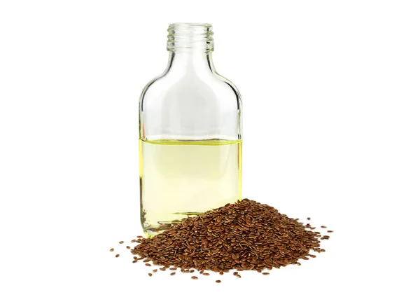 Isolated Flax Seed Oil Flaxseed Linseed — Stock Photo, Image