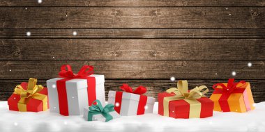 Noel hediye kutuları 3d-illüstrasyon