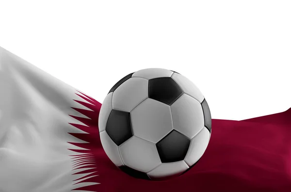 Katar Bayrağı Futbol Topu Çizim Ile — Stok fotoğraf