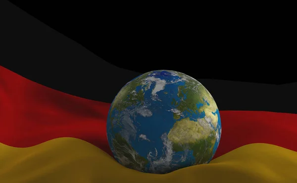 Almanya ve gezegen bayrağı 3d-illüstrasyon dünya. Nasa tarafından döşenmiş bu görüntü unsurları