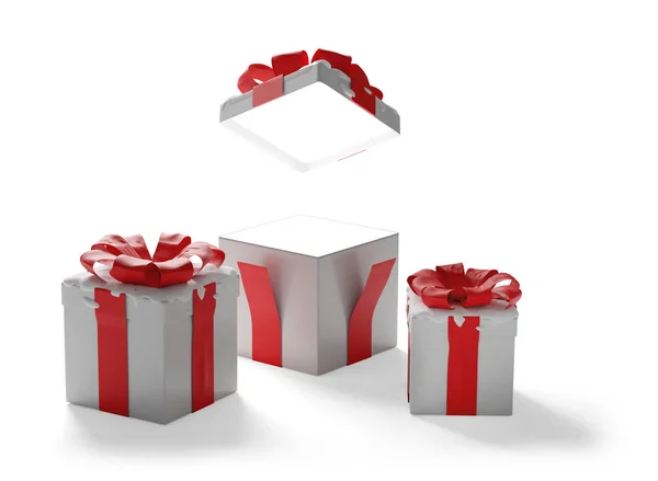 Surprise Opened Box Christmas Presents Isolated Illustration Stock Photo