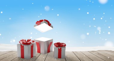 sürpriz kutusu Noel hediyeleri arka plan 3d-illüstrasyon