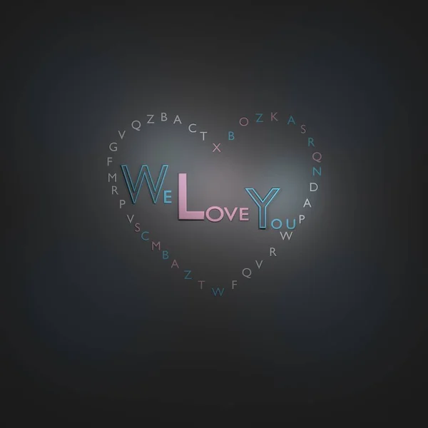 kalp yazıt ile seni seviyoruz. Blender ile yapılan illüstrasyon