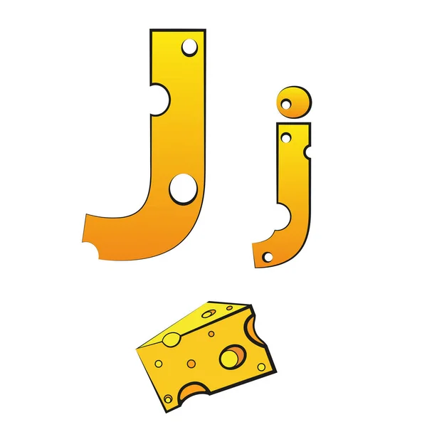 J, Peynirden yapılmış İsviçre vektör alfabesi, beyaz üzerine izole vektör simgeleri