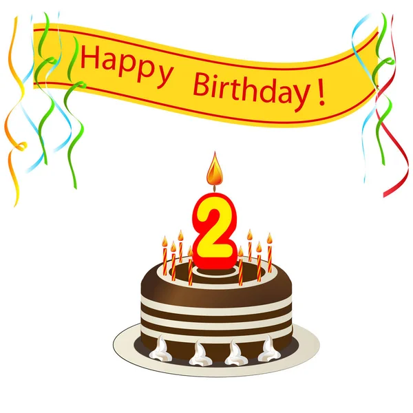 pasta ve mum şirin mutlu doğum günü kartı. vektör çizim 