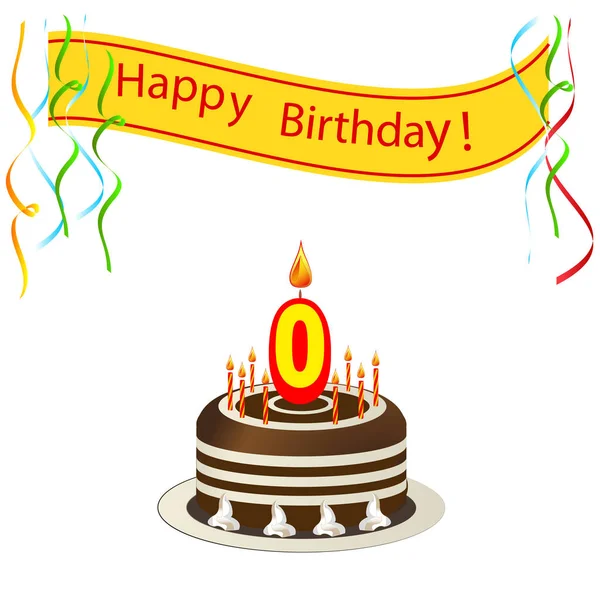 pasta ve mum şirin mutlu doğum günü kartı. vektör çizim 