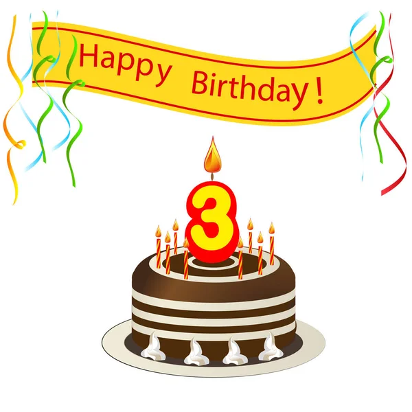 pasta ve mum şirin mutlu doğum günü kartı. vektör çizim 