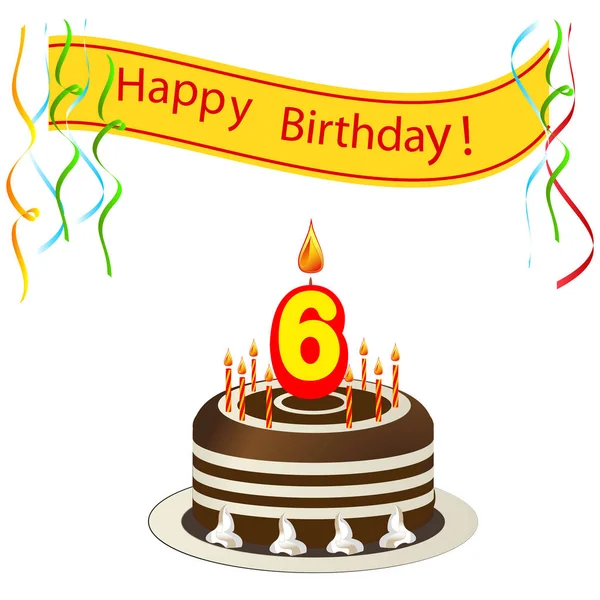 pasta ve mum şirin mutlu doğum günü kartı. vektör çizim 