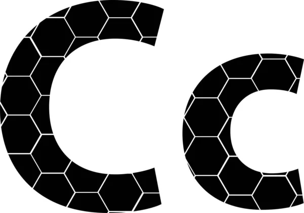 Honeycombs basit vektör alfabe, beyaz izole vektör simgeleri-C