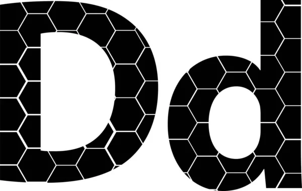 Honeycombs basit vektör alfabe, beyaz izole vektör simgeleri-D