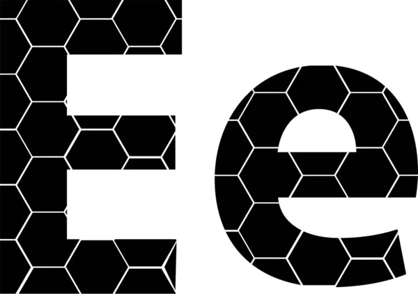 Honeycombs basit vektör alfabe, beyaz izole vektör simgeleri-E