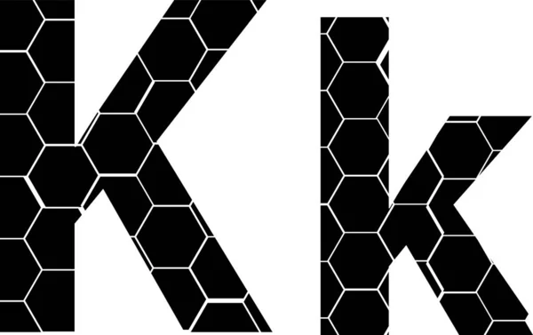 Simple vector alphabet of honeycombs, vector icons isolated on white - K