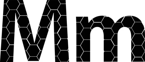 Honeycombs basit vektör alfabe, beyaz izole vektör simgeleri-M