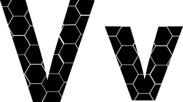 Honeycombs basit vektör alfabe, beyaz izole vektör simgeleri-V