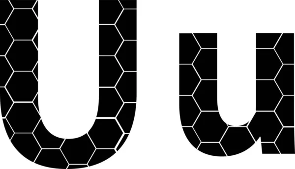 Honeycombs basit vektör alfabe, beyaz izole vektör simgeleri-U
