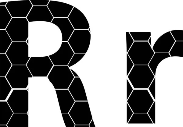 Honeycombs basit vektör alfabe, beyaz izole vektör simgeleri-R