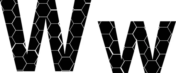 Honeycombs basit vektör alfabe, beyaz izole vektör simgeleri-W