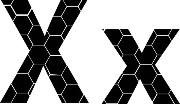 Honeycombs basit vektör alfabe, beyaz izole vektör simgeleri-X