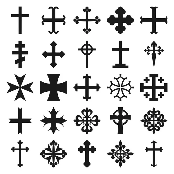 Векторна Ілюстрація Різних Геральдичних Хрестів Ізольовані Білому Тлі — стоковий вектор
