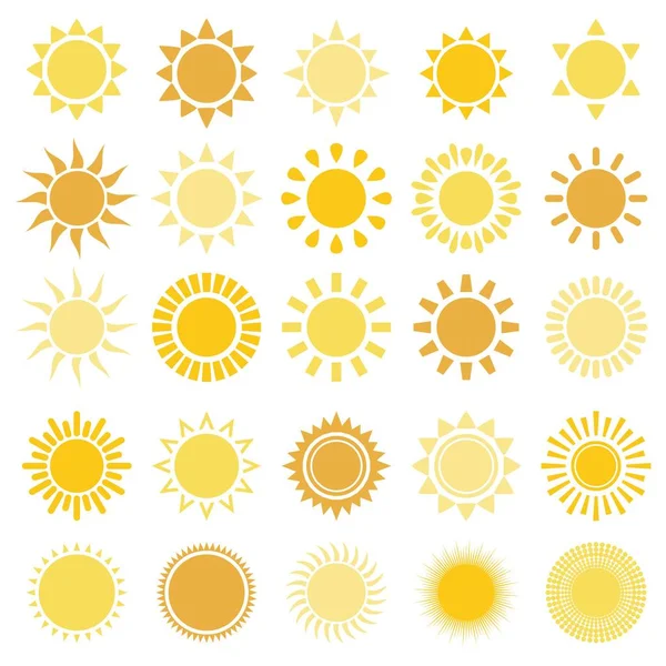 Vector Graphic Style Illustration Set Sun Icons Isolated White Background — Stock Vector