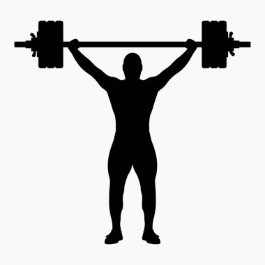 Beyaz arka plan üzerinde izole halter siyah siluet vektör çizim