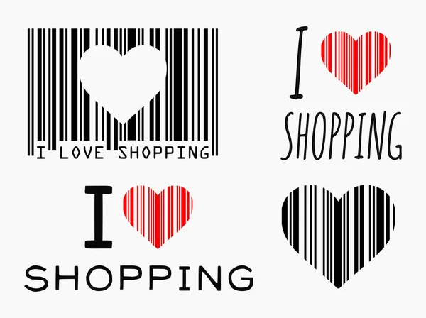 Векторні Ілюстрації Любові Концепції Покупок Представлені Написанням Люблю Покупки Серцем — стоковий вектор