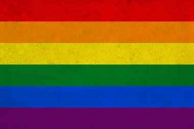 Vektör kaliteli grunge tarzı çizim grungy elemanları ile overlaid gökkuşağı gay ve lezbiyen bayrağı (LGBTT hareketi)
