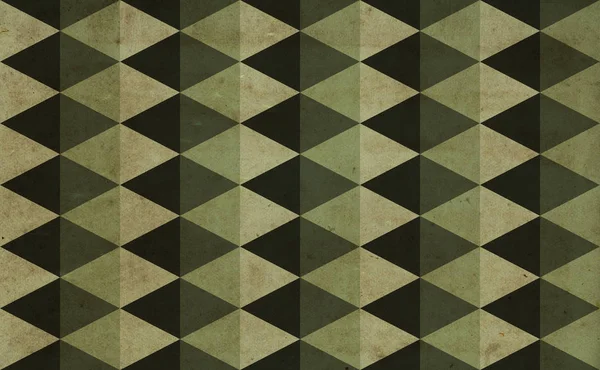 グランジの要素を重ねて三角形で作られたヴィンテージのグランジ スタイル暗い緑軍パターン背景 — ストック写真