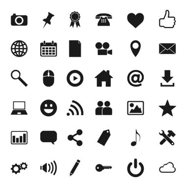 Beyaz arka plan üzerinde izole simgeler vektör kaliteli sel 36 sosyal medya ile ilgili 