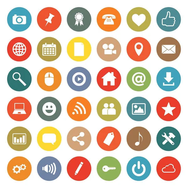 Vector High Quality Collection Social Media Web Related Buttons Isolated — Stock Vector