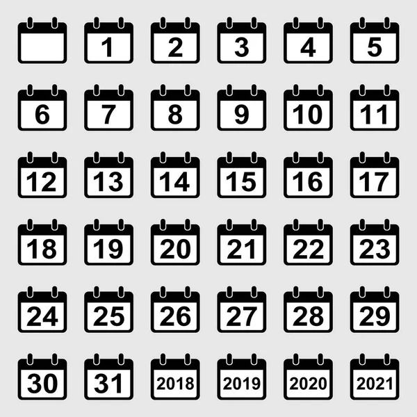 Conjunto Vectorial Iconos Calendario Con Todos Los Días Aislados Sobre — Vector de stock