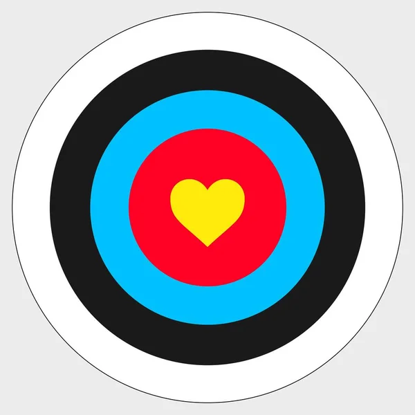 Εικονογράφηση Διάνυσμα Καρδιά Σχήμα Στο Κέντρο Του Ένα Στόχο Στόχος — Διανυσματικό Αρχείο