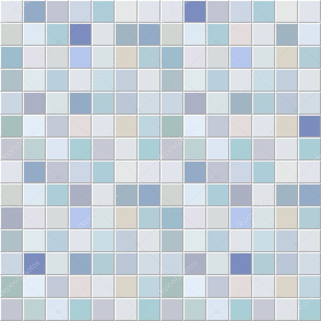 High quality vector background seamless pattern made with squared simple blue tiles mosaic