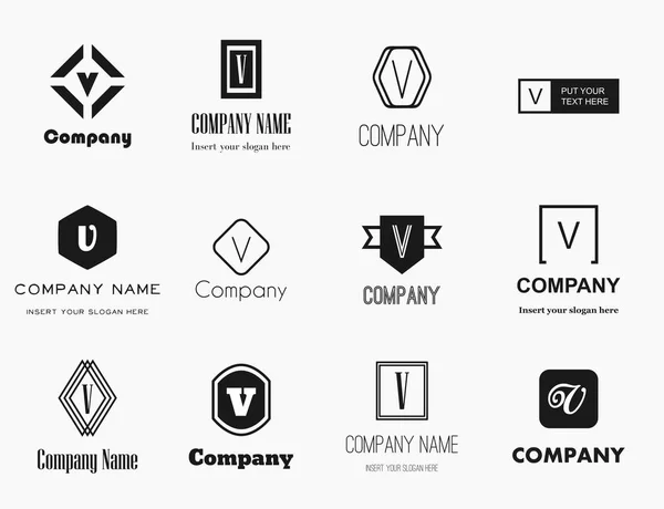 Colección Vectorial Logotipos Monocromáticos Estilo Plano Vee Colección Diseño Logotipo — Vector de stock