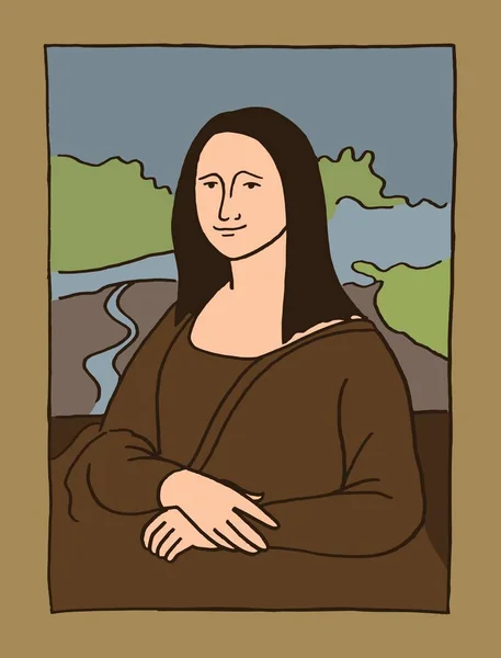Вектор Мультфільму Стиль Приклад Ілюструє Знаменитий Портрет Леонардо Вінчі Gioconda — стоковий вектор