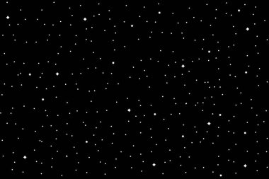 Karanlık gece manzarası gökyüzü vektör çizim bir tıkanıklık yıldız - modern basit ve düz stil astronomi arka plan gökada