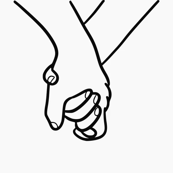 Векторная Ручная Иллюстрация Влюбленных Держащихся Руки Рука Руку Рисунок Изолирован — стоковый вектор