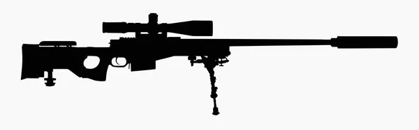 Vector Illustration Sniper Rifle Silhouette Isolated White Background — Stock Vector